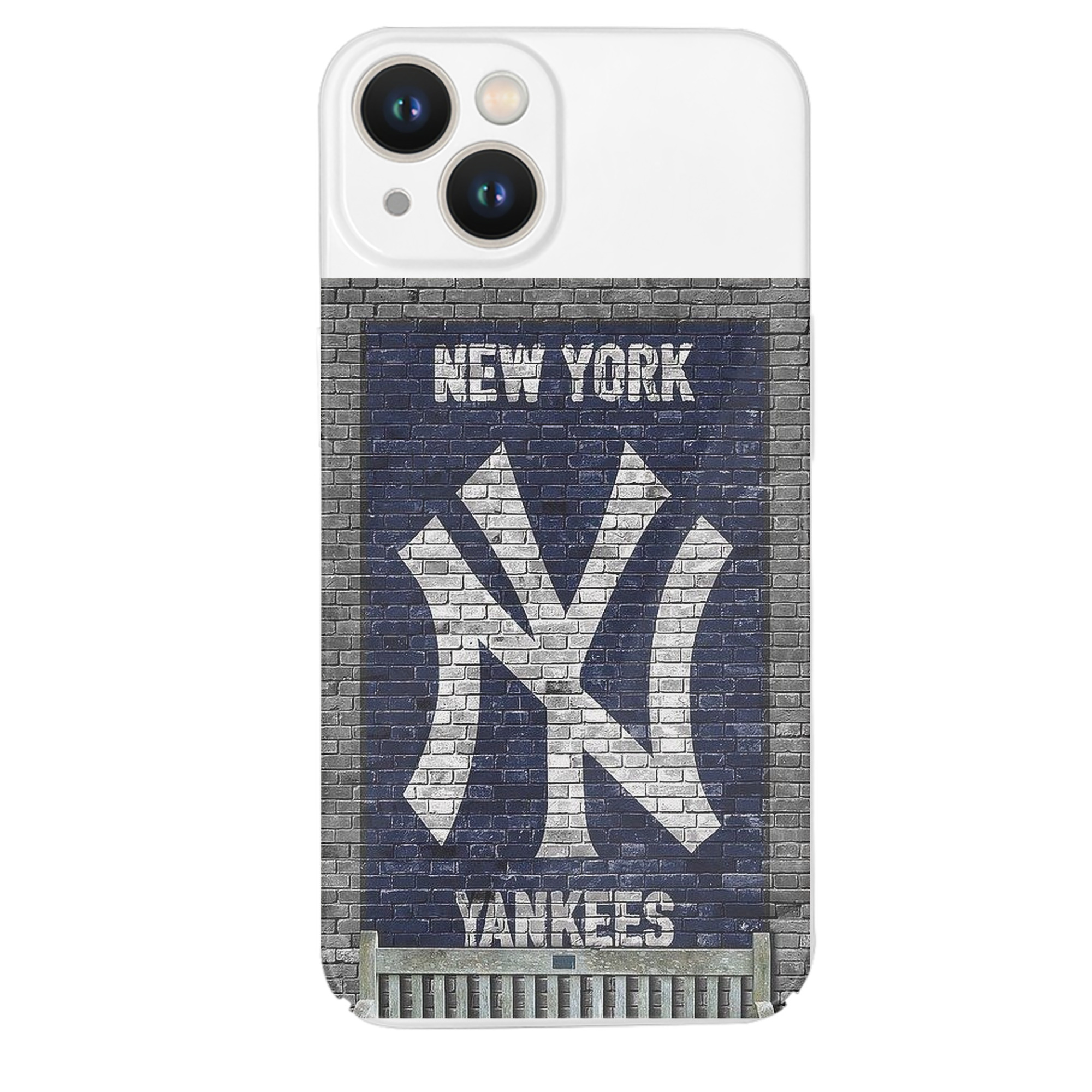 New York Yankees Wall Background IPhone 14 Series Full-Cover Hard Case – Shockproof With Raised Camera Protection – Precise Cutouts, Wireless Charging Compatible – Durable, Anti-Yellowing, Easy To Clean